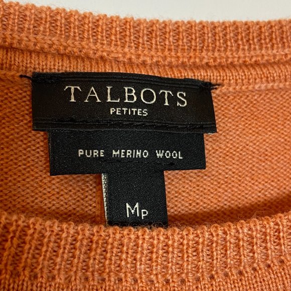 Talbot Women Pure Merino Wool Soft Orange Sweater Petite US M - Picture 4 of 14
